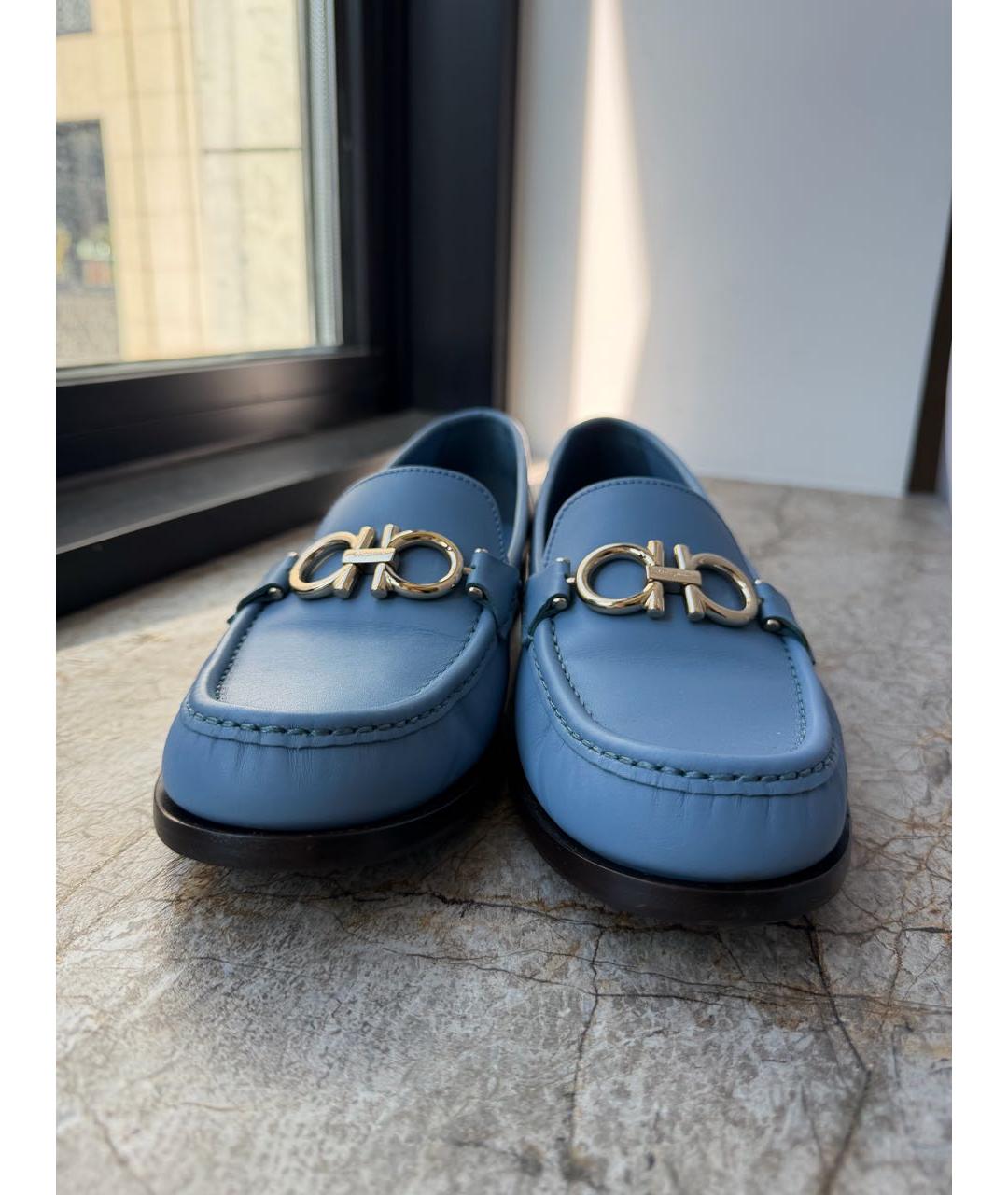 FERRAGAMO Голубые кожаные туфли, фото 2