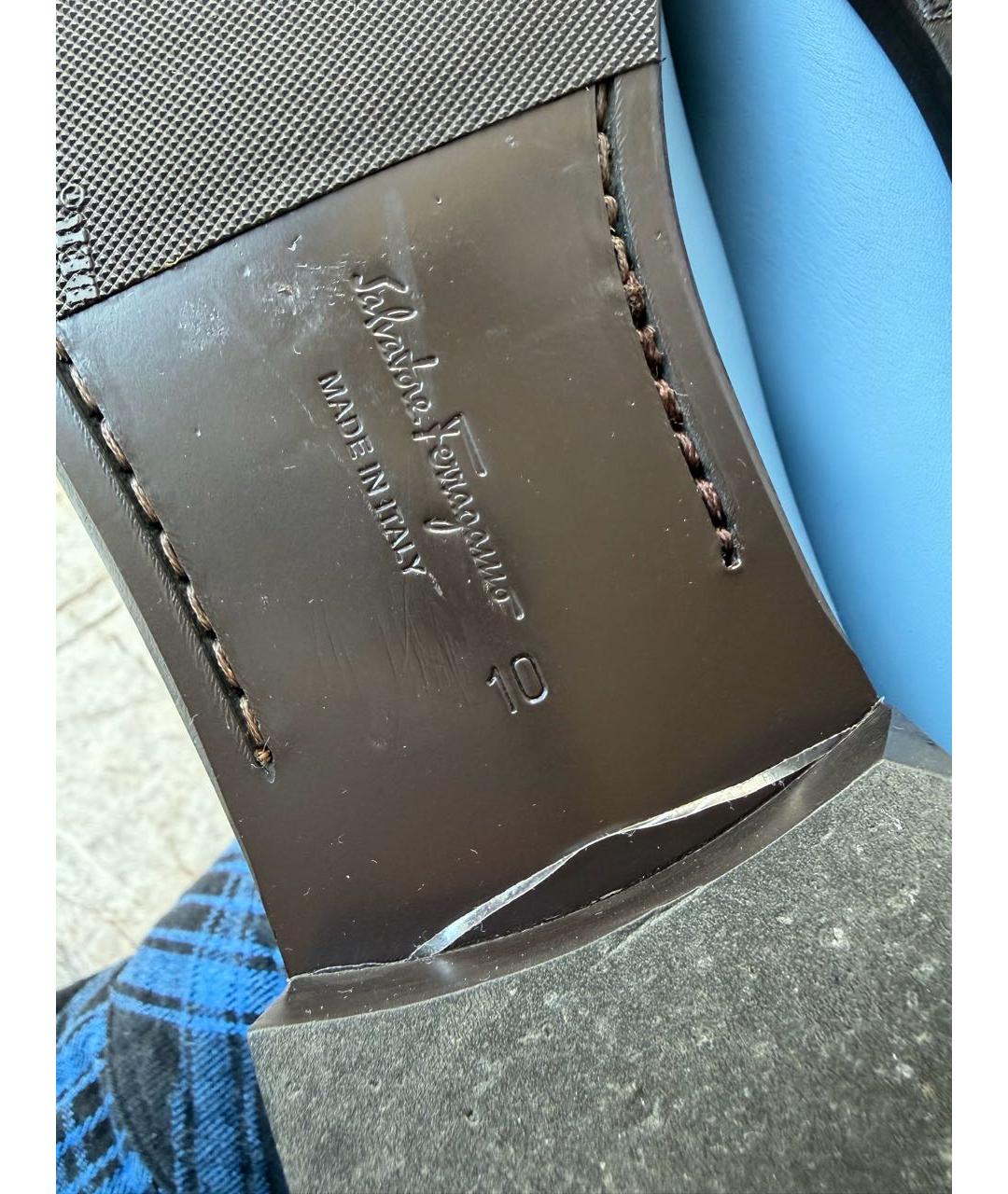 FERRAGAMO Голубые кожаные туфли, фото 6