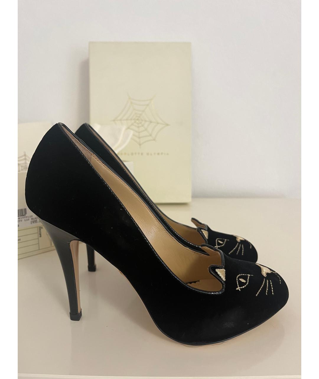 CHARLOTTE OLYMPIA Черные замшевые туфли, фото 9