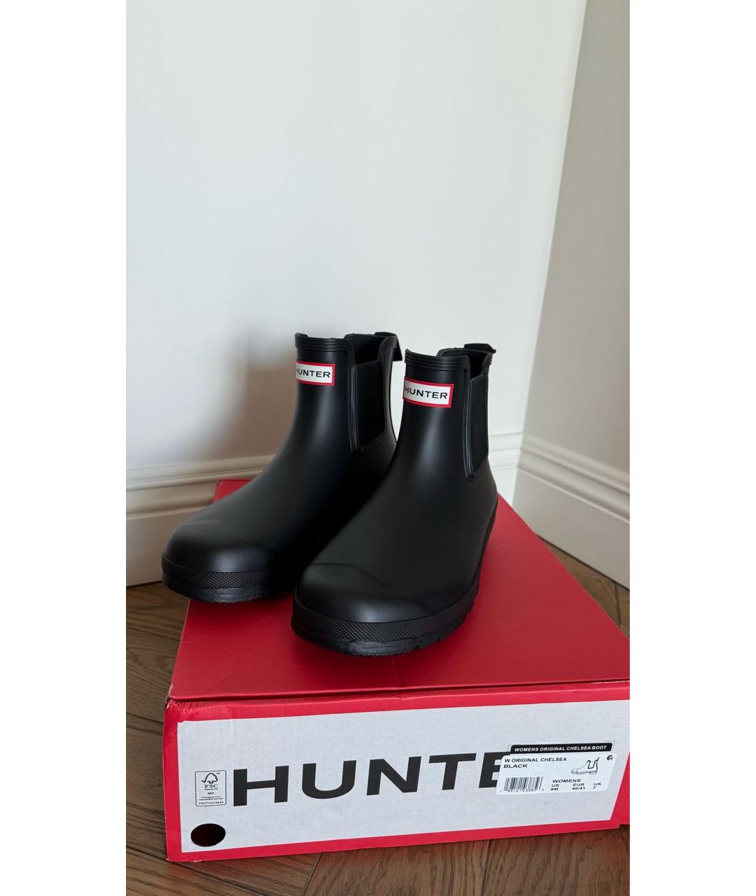 HUNTER Черные резиновые сапоги, фото 4