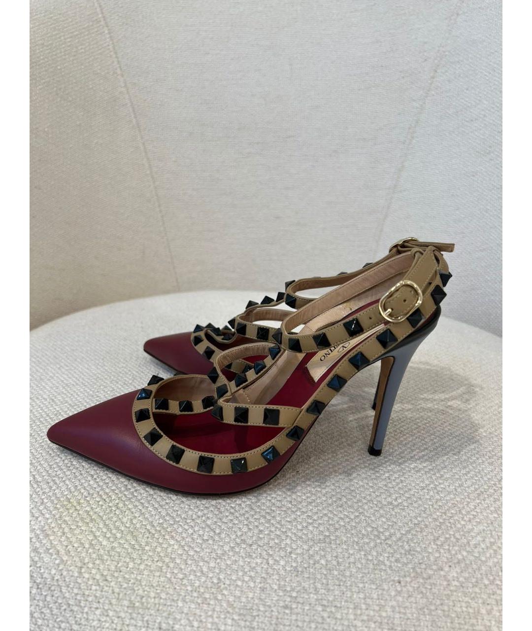 VALENTINO Бордовые кожаные туфли, фото 4