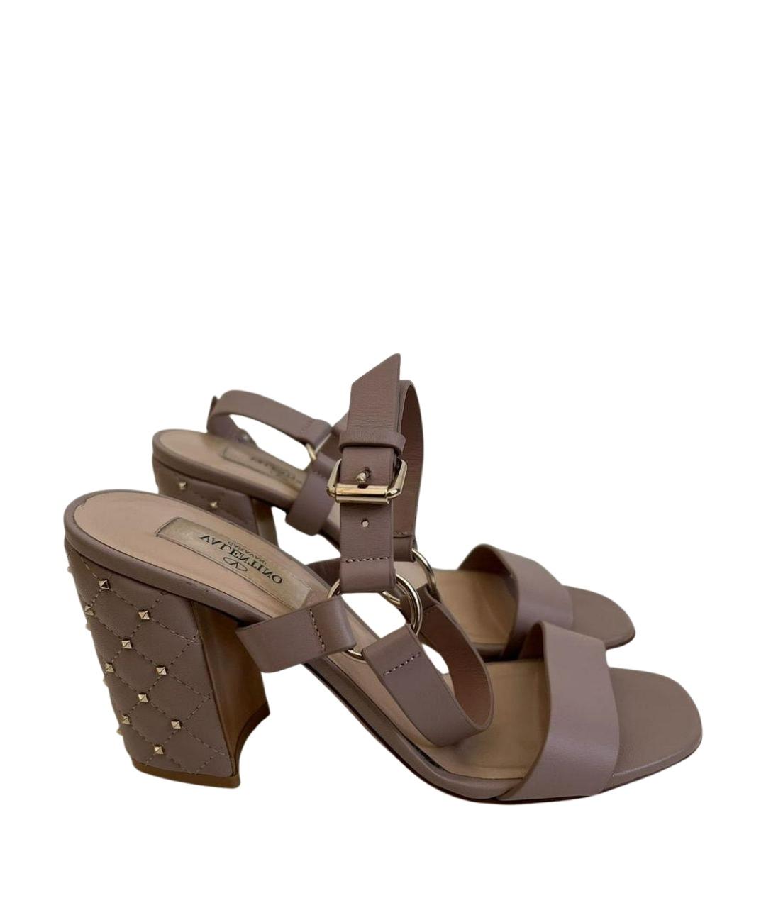 VALENTINO Розовые кожаные босоножки, фото 1