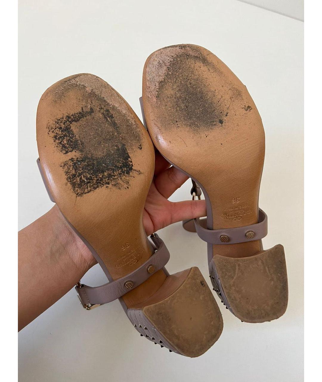 VALENTINO Розовые кожаные босоножки, фото 5