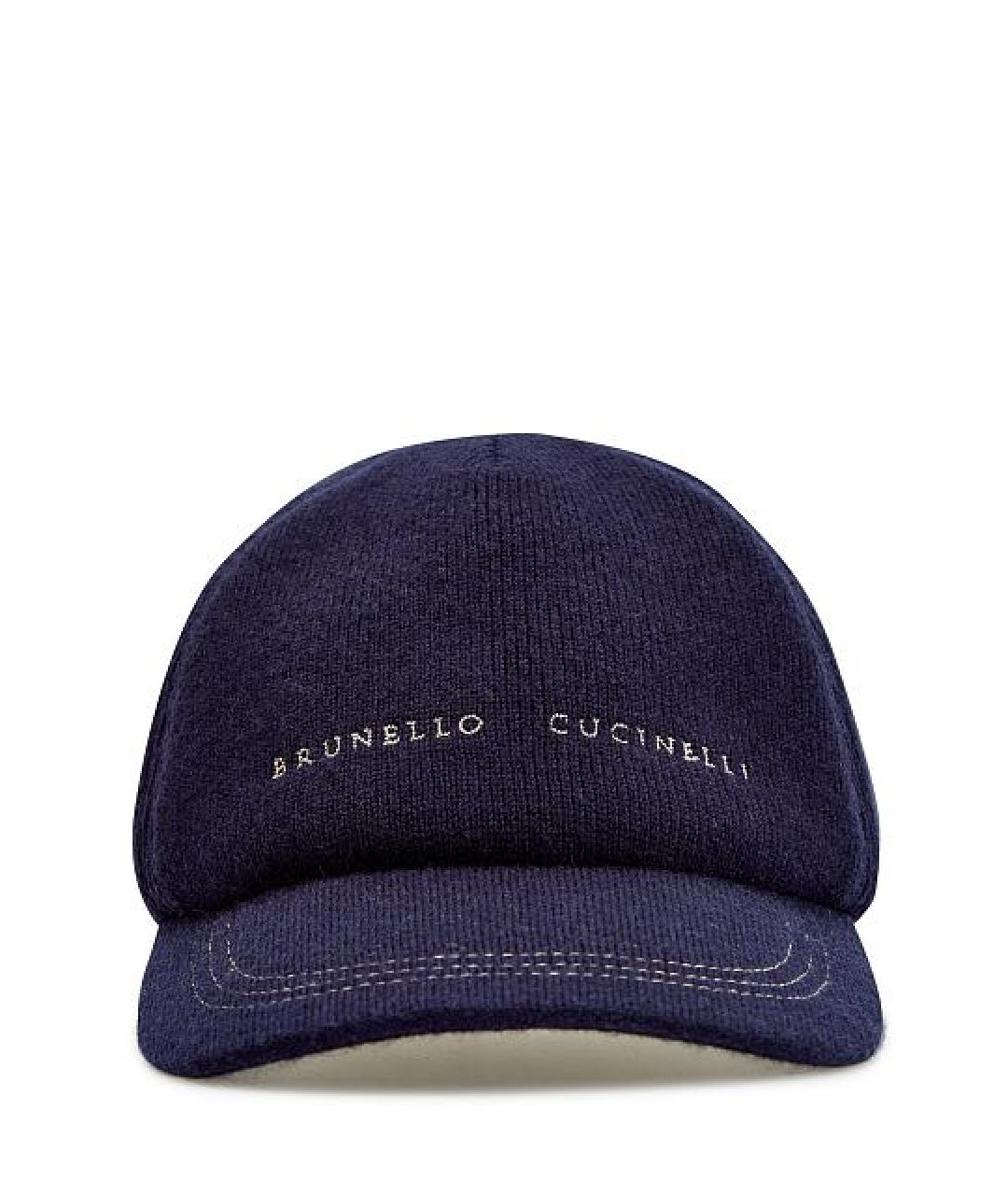 BRUNELLO CUCINELLI Темно-синяя кашемировая кепка/бейсболка, фото 7