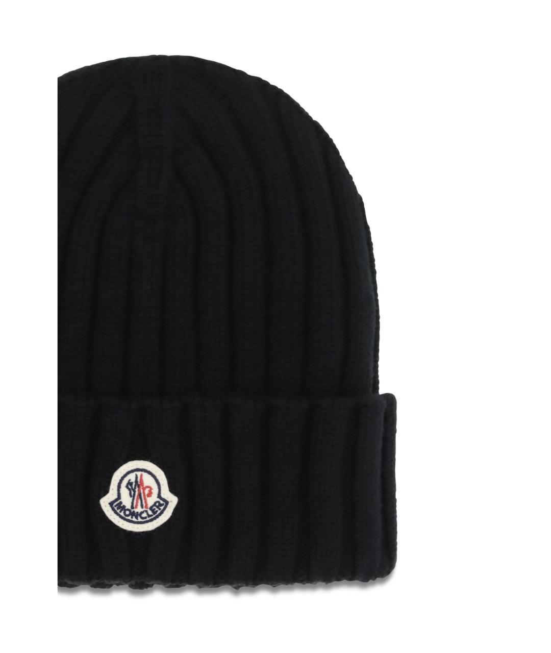 MONCLER Черная шерстяная шапка, фото 3