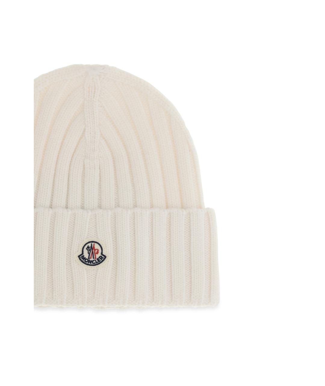 MONCLER Белая шерстяная шапка, фото 3