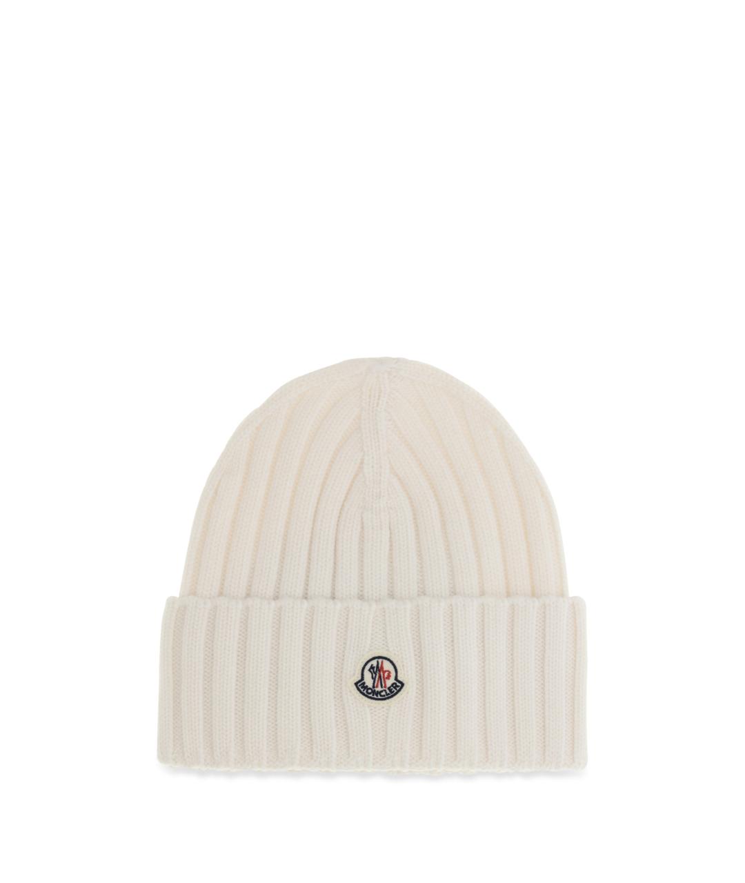 MONCLER Белая шерстяная шапка, фото 1
