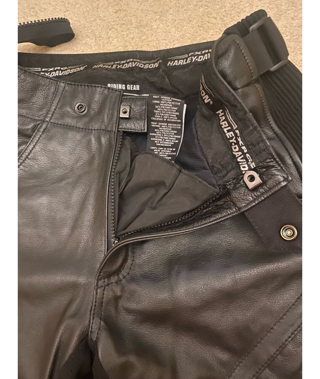 Harley Davidson Черные кожаные повседневные брюки, фото 3