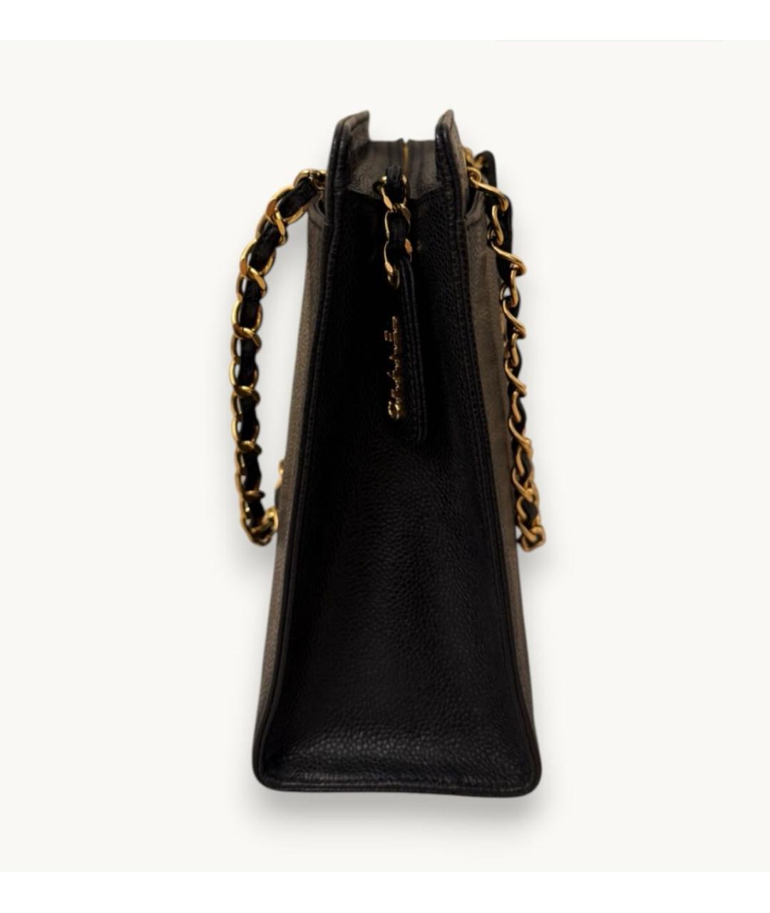 CHANEL Черная кожаная сумка тоут, фото 5