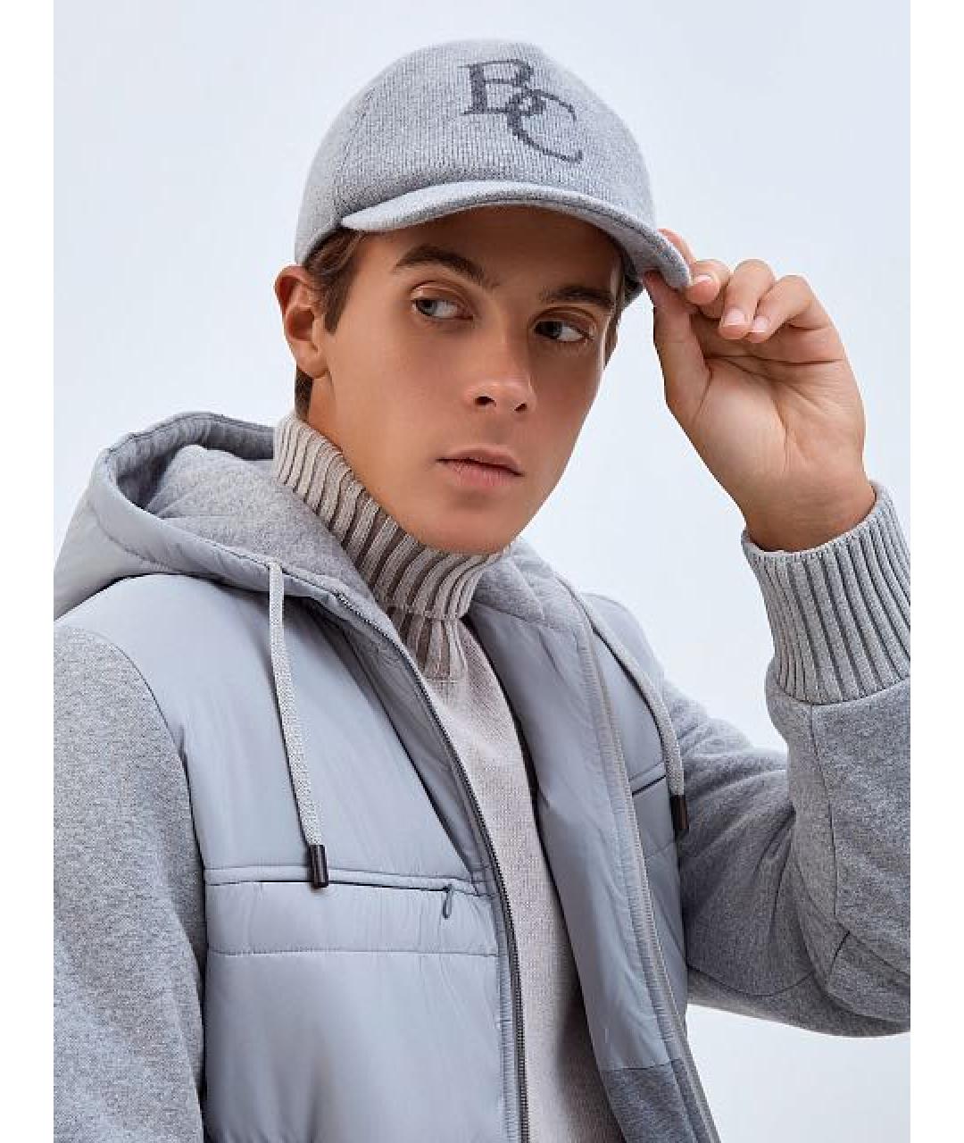 BRUNELLO CUCINELLI Серая кашемировая кепка/бейсболка, фото 6