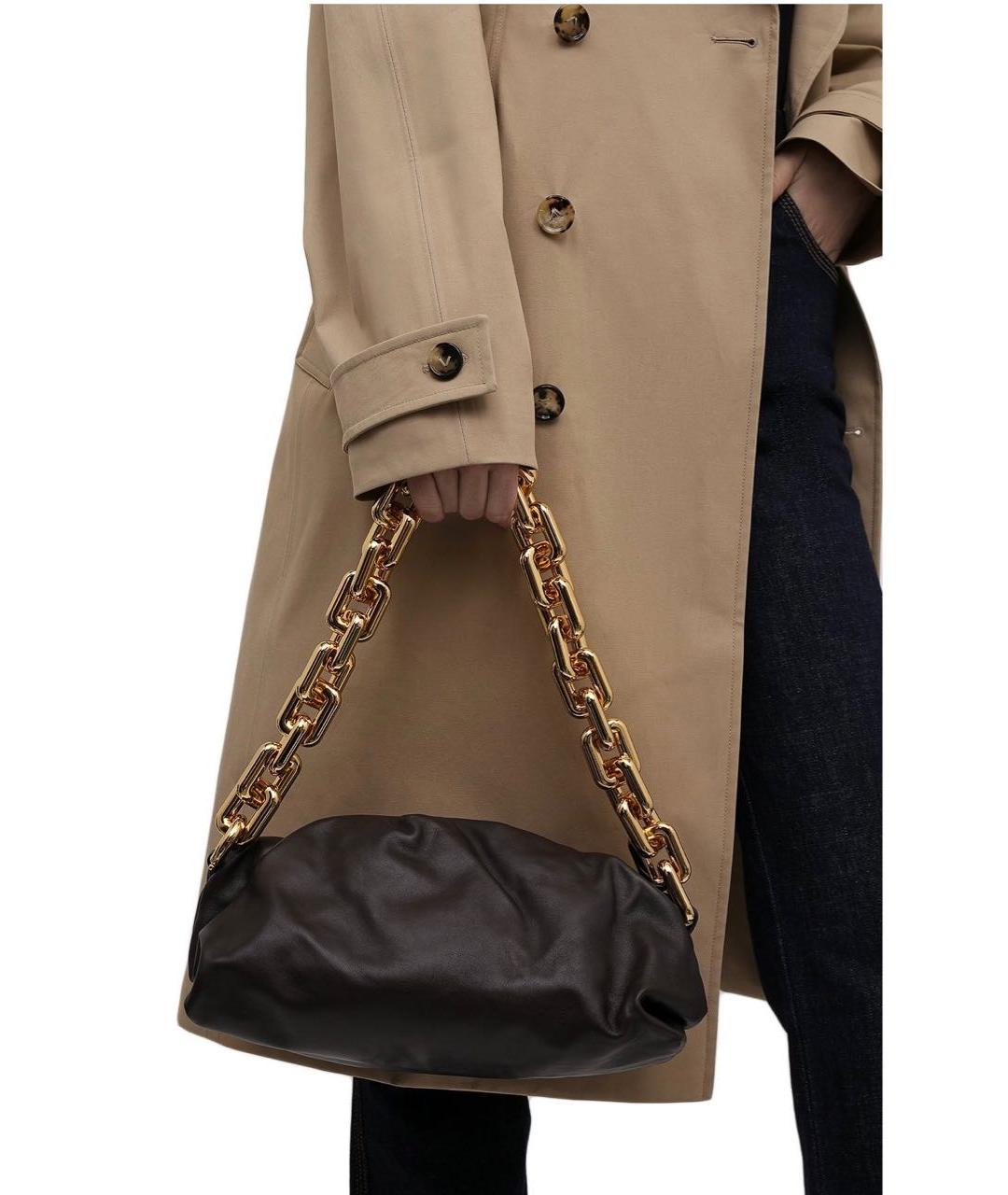BOTTEGA VENETA Коричневая кожаная сумка с короткими ручками, фото 5