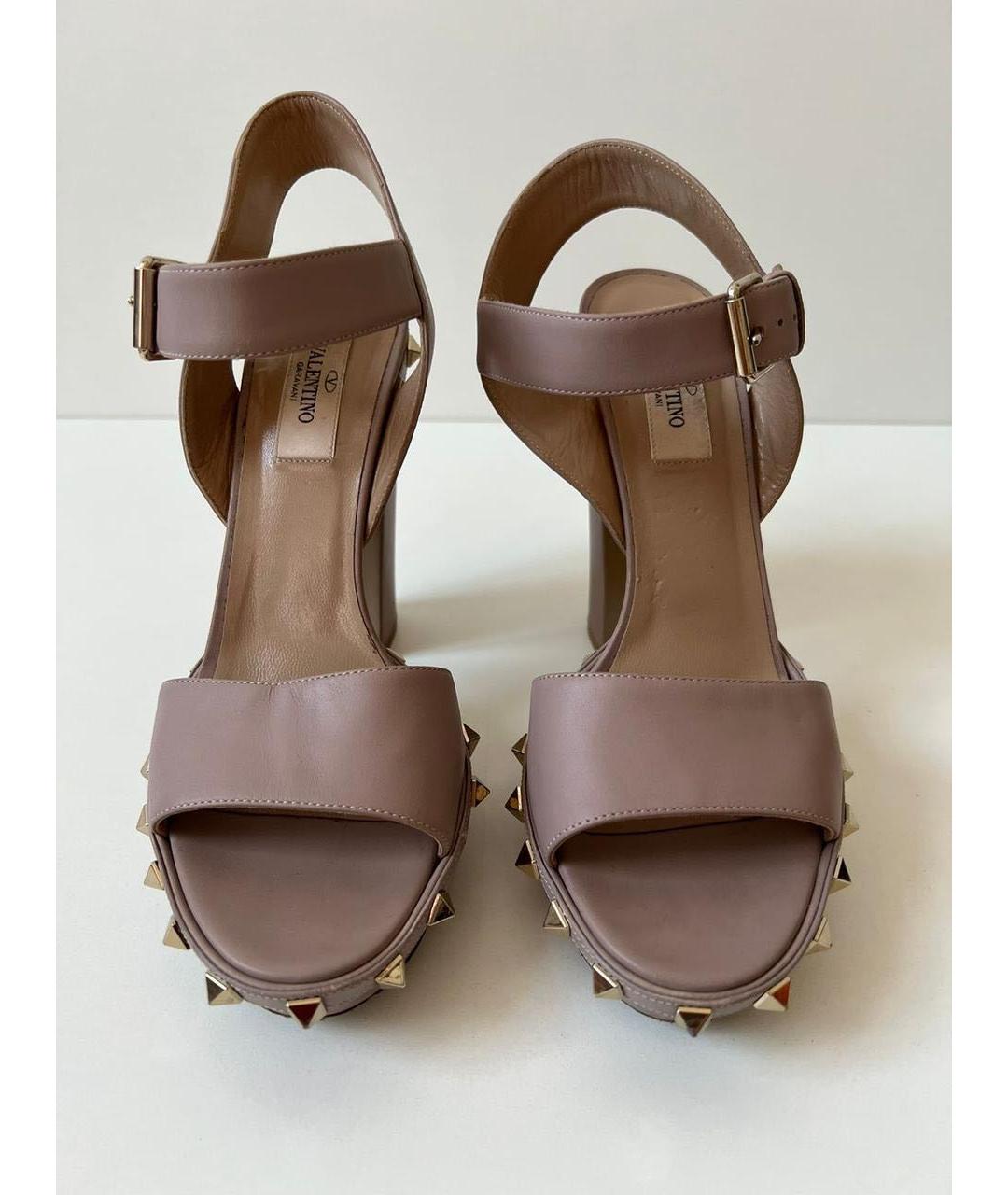 VALENTINO Розовые кожаные босоножки, фото 3