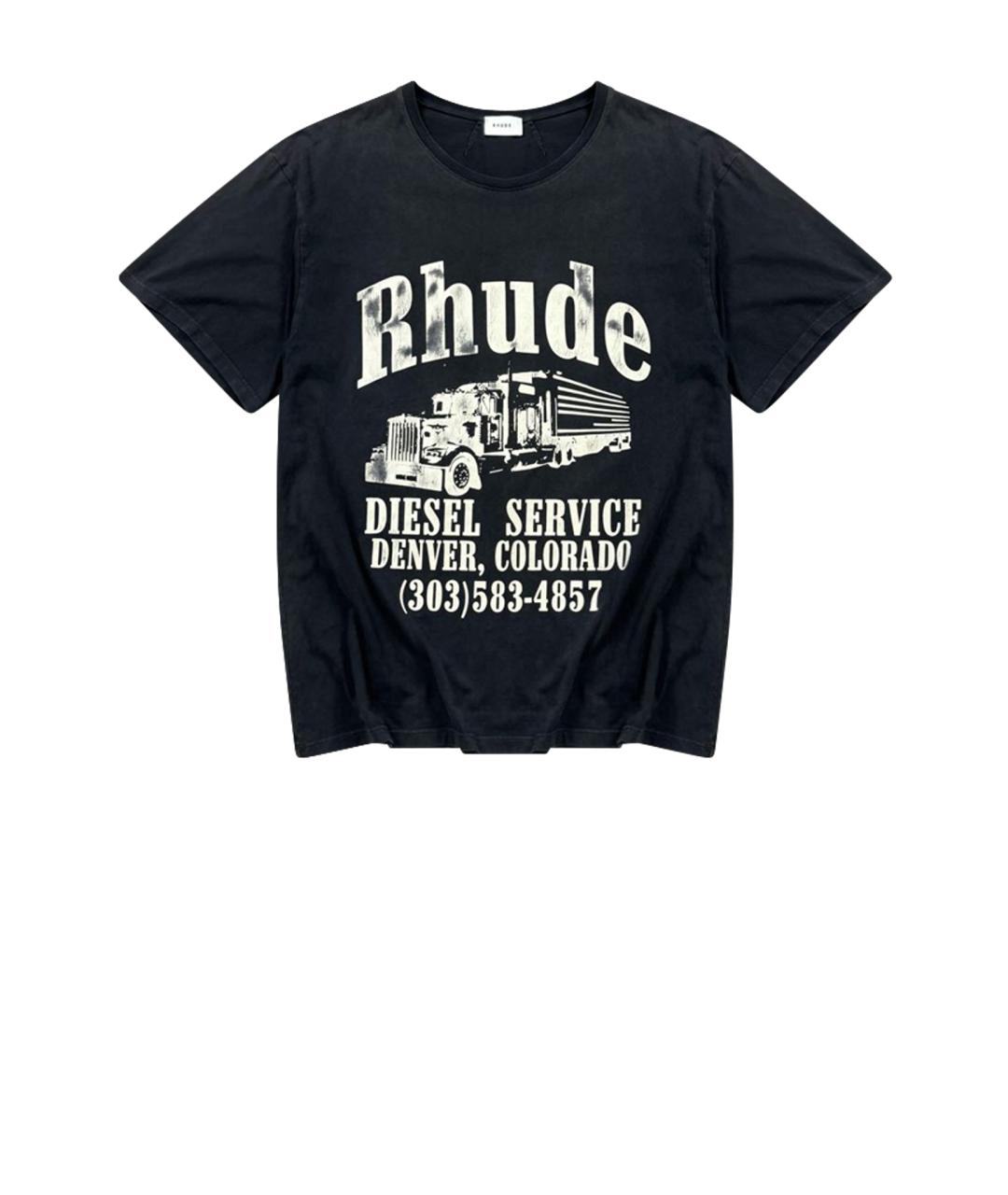 RHUDE Черная хлопковая футболка, фото 1