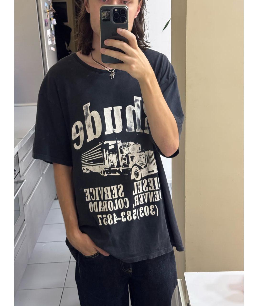 RHUDE Черная хлопковая футболка, фото 5