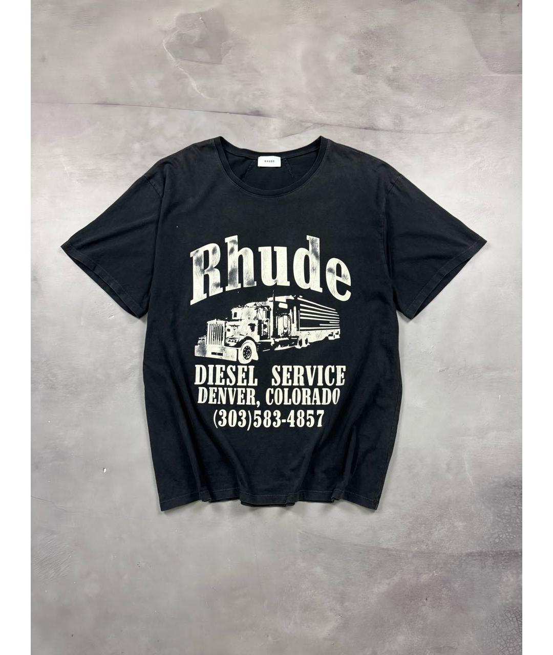 RHUDE Черная хлопковая футболка, фото 9