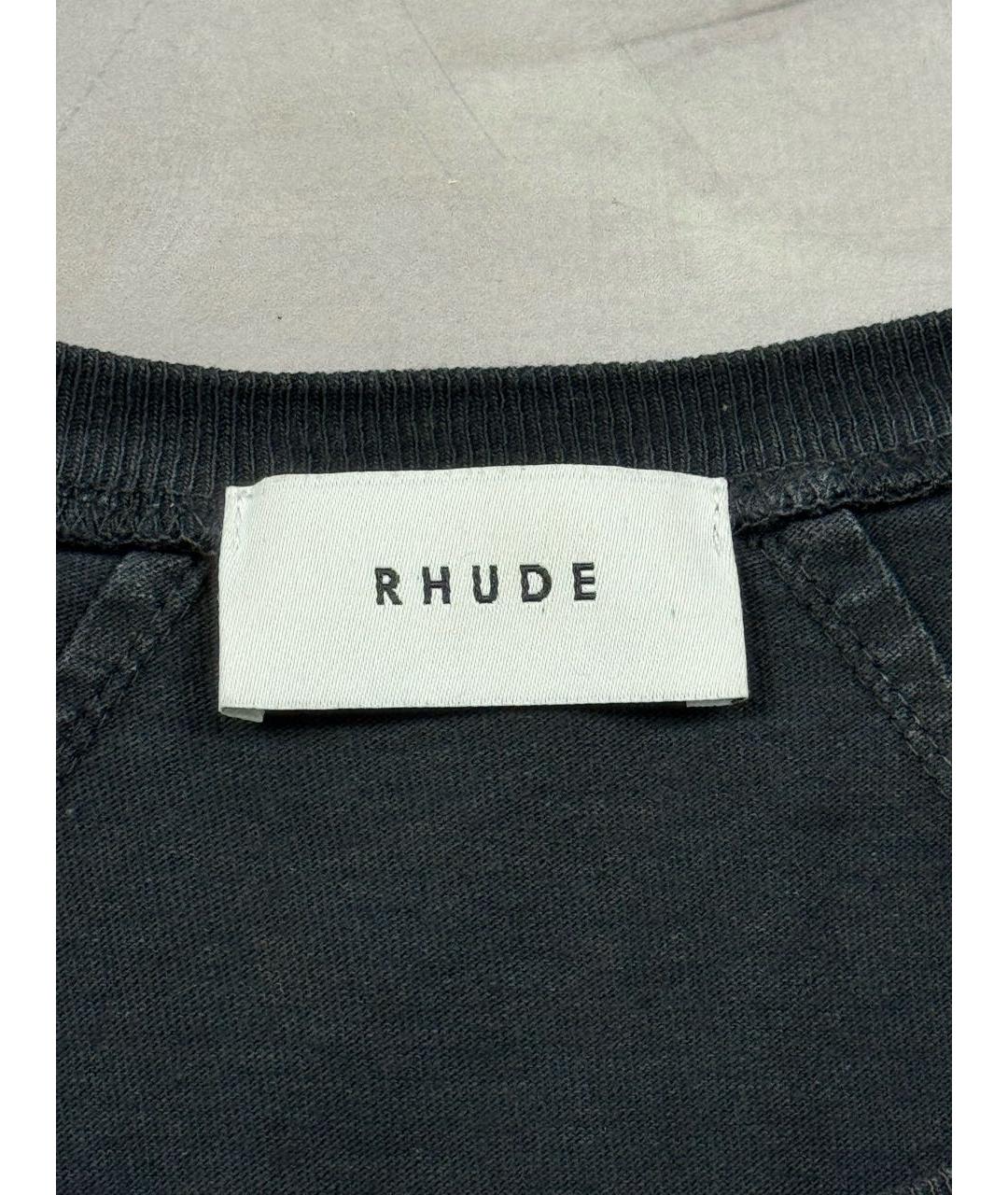 RHUDE Черная хлопковая футболка, фото 6