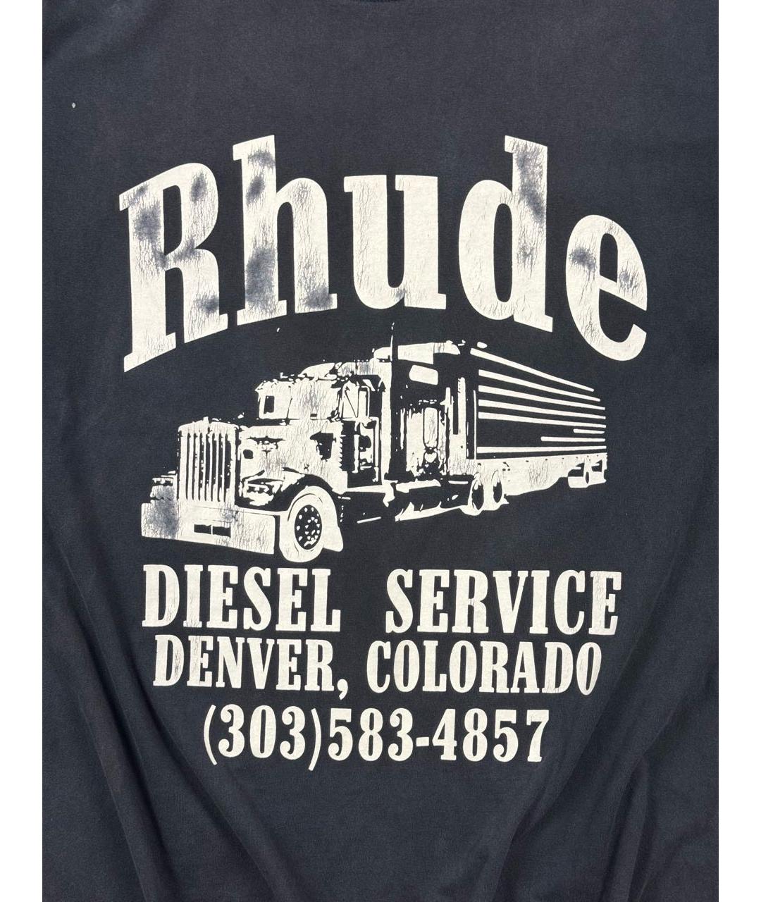 RHUDE Черная хлопковая футболка, фото 3