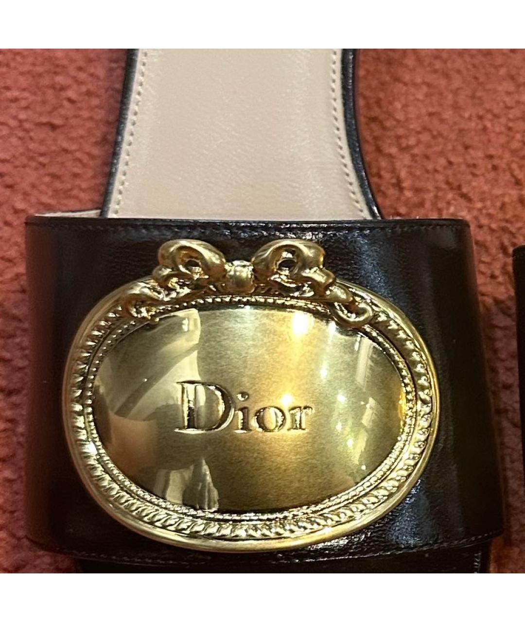 CHRISTIAN DIOR Черные кожаные мюли, фото 3