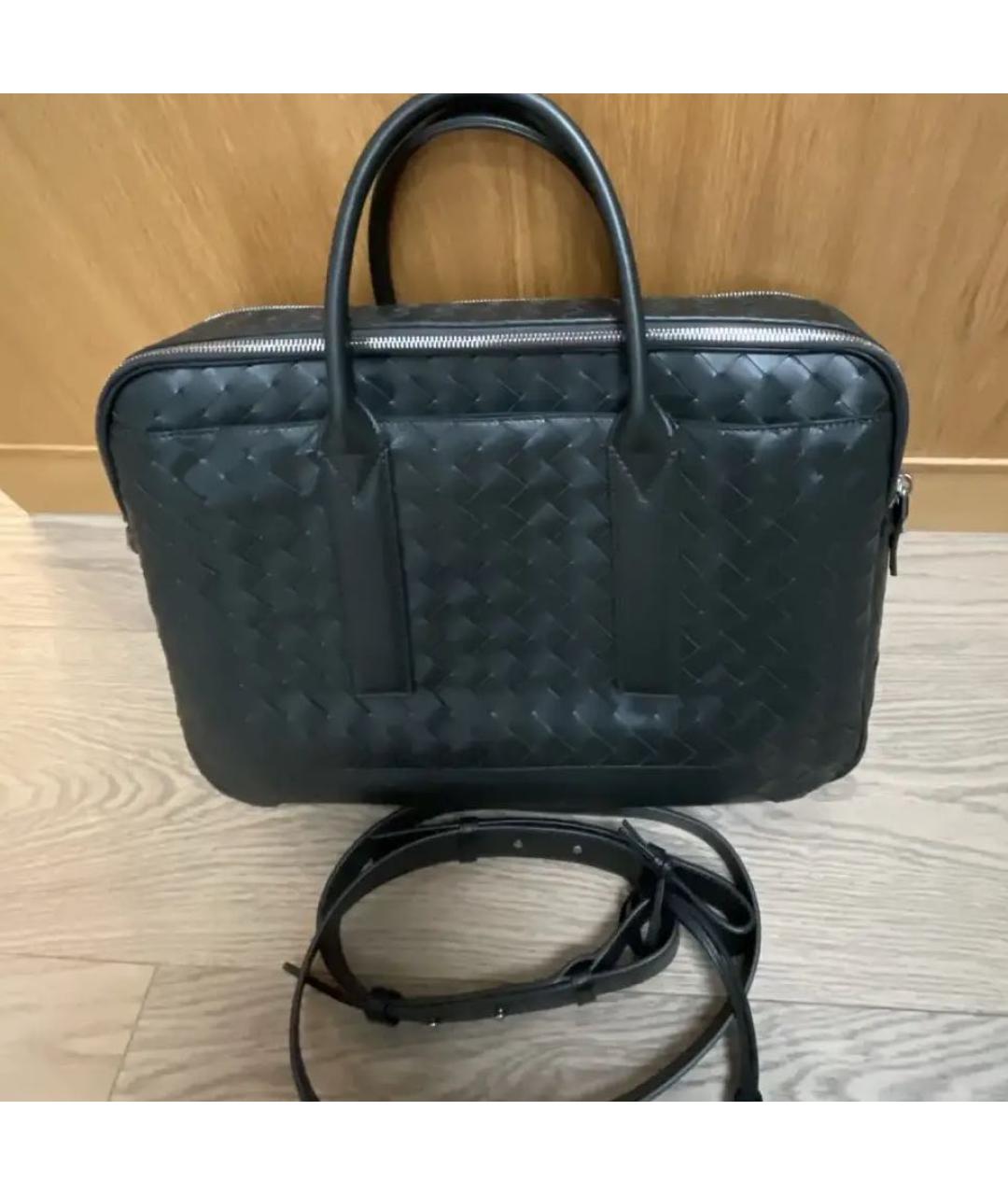 BOTTEGA VENETA Хаки кожаный портфель, фото 4