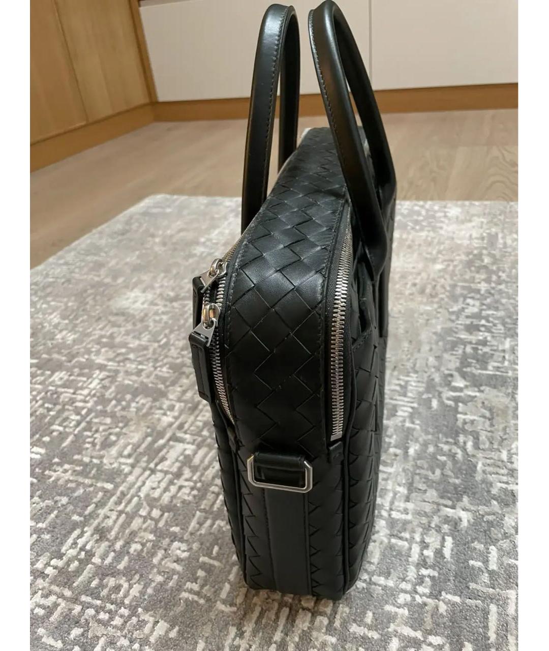 BOTTEGA VENETA Хаки кожаный портфель, фото 3