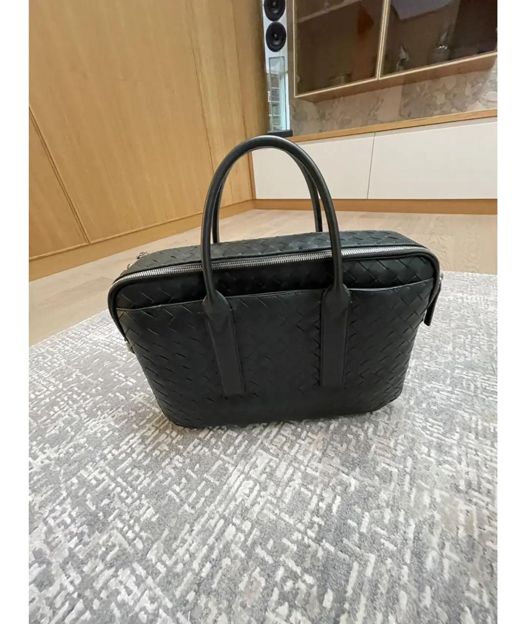 BOTTEGA VENETA Хаки кожаный портфель, фото 2