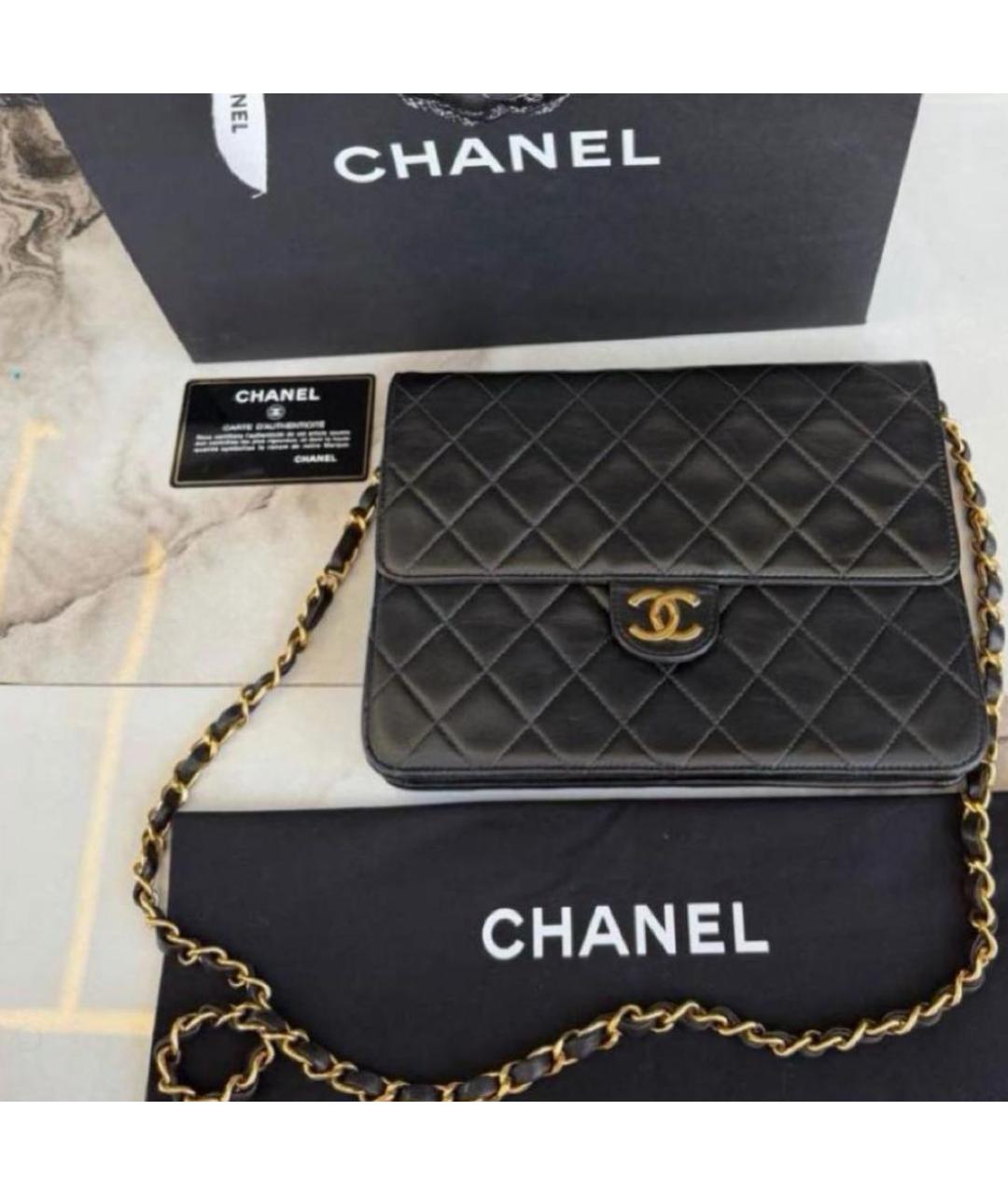 CHANEL Черная кожаная сумка через плечо, фото 4
