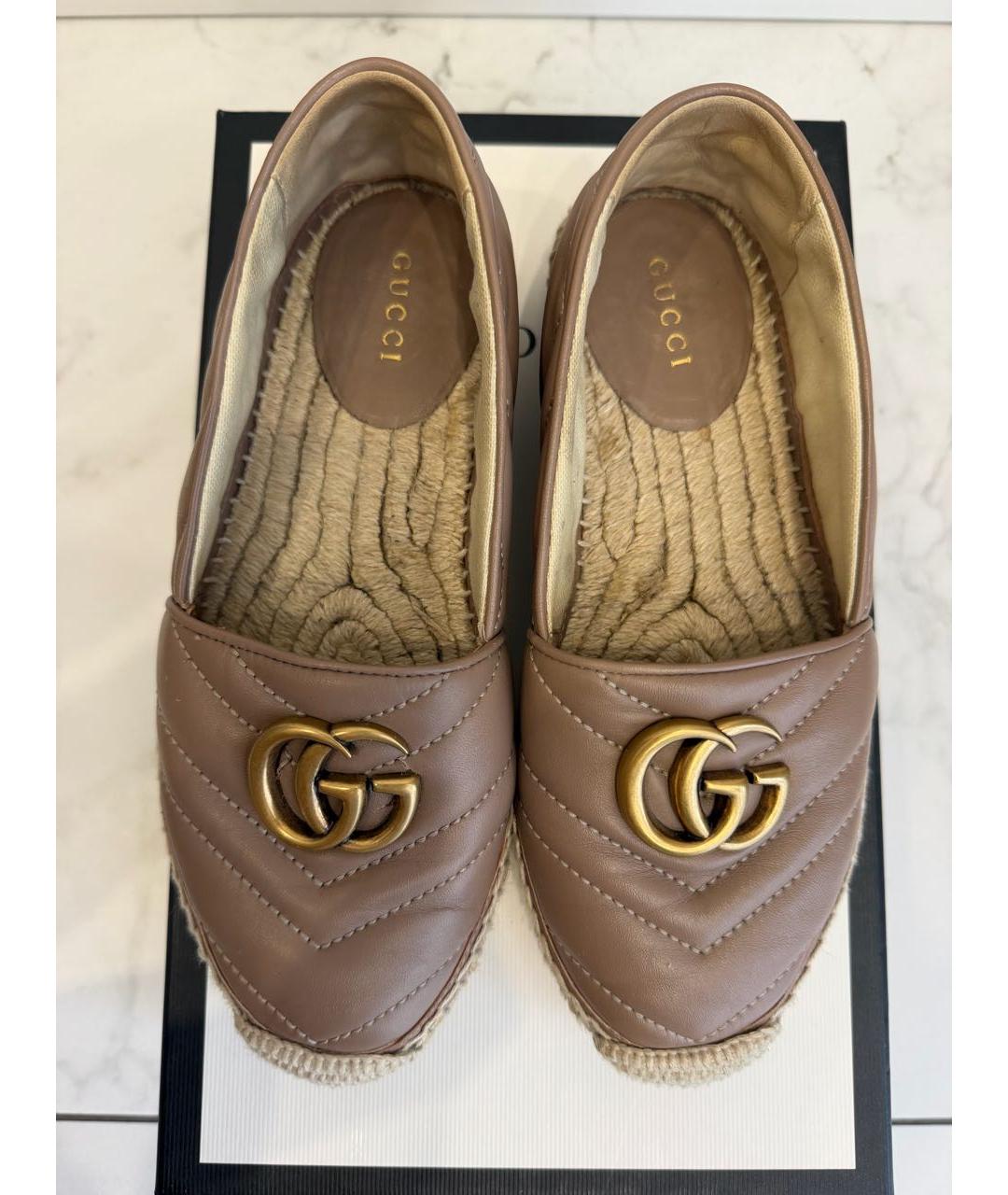 GUCCI Бежевые кожаные эспадрильи, фото 2