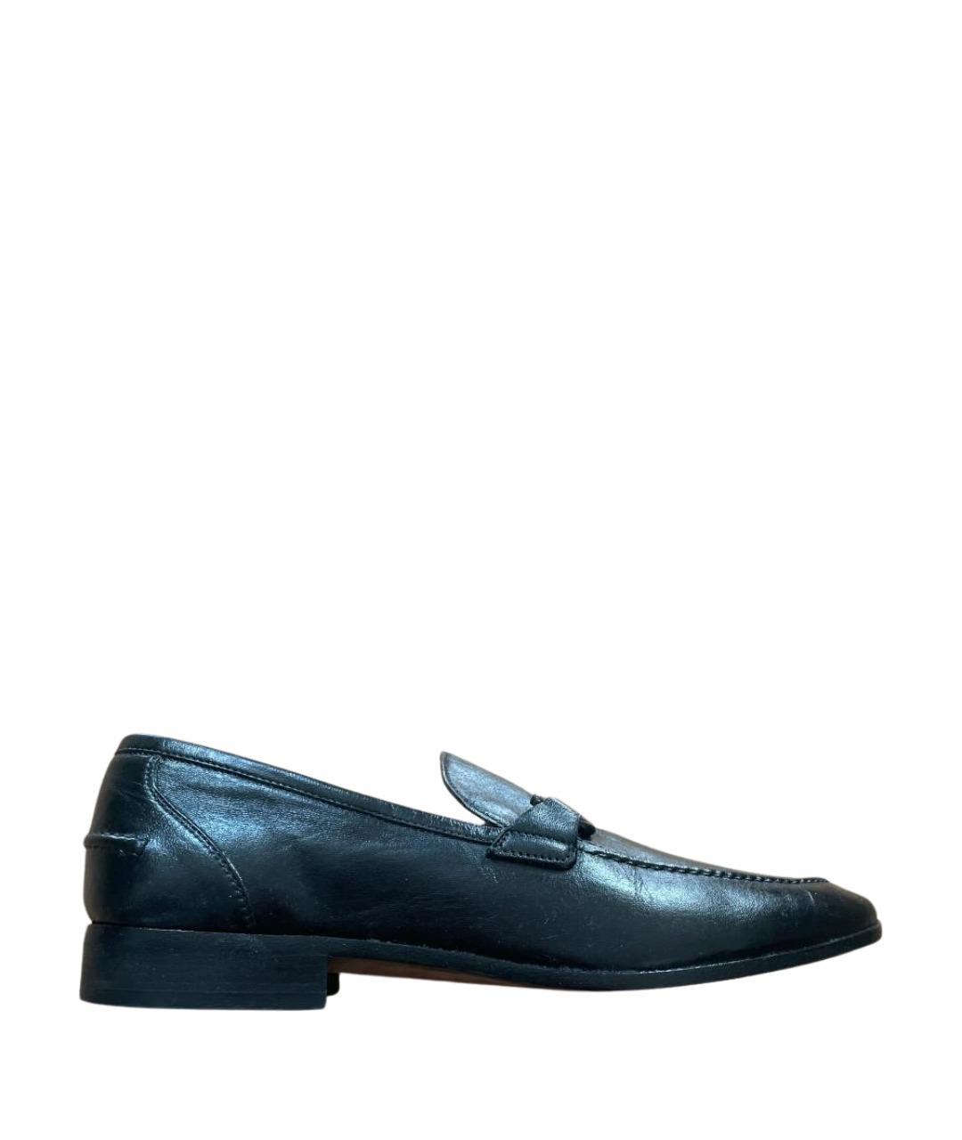 FERRAGAMO Черные кожаные лоферы, фото 1