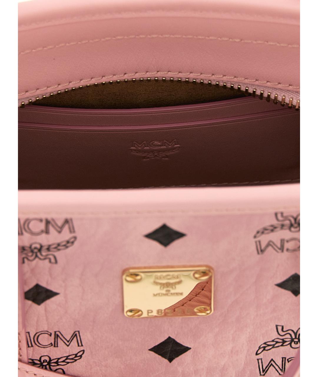 MCM Розовая сумка тоут из канвы, фото 4