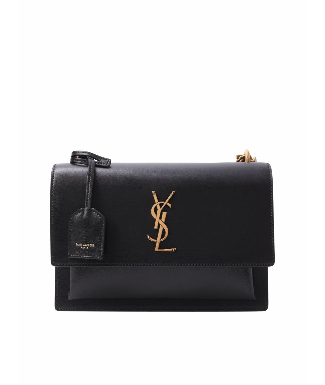 SAINT LAURENT Черная кожаная сумка через плечо, фото 1