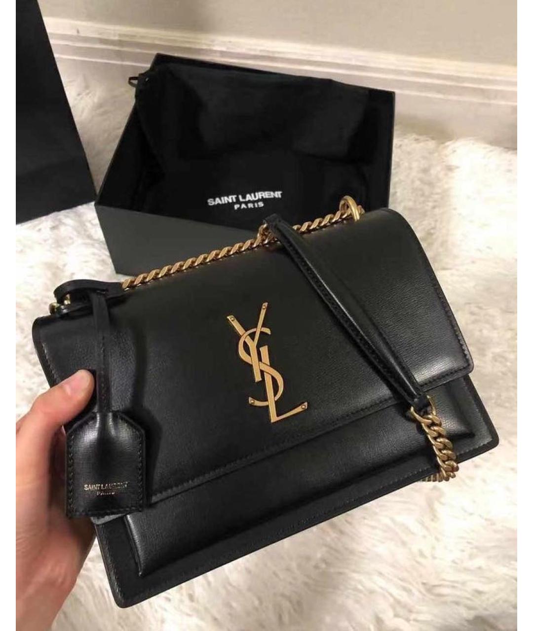 SAINT LAURENT Черная кожаная сумка через плечо, фото 4