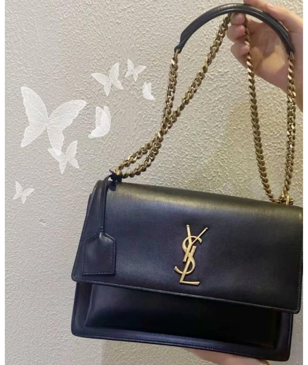 SAINT LAURENT Черная кожаная сумка через плечо, фото 5