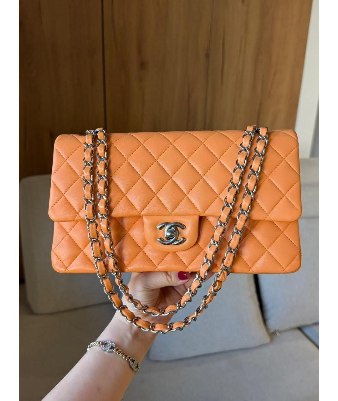 CHANEL Оранжевая кожаная сумка через плечо, фото 2