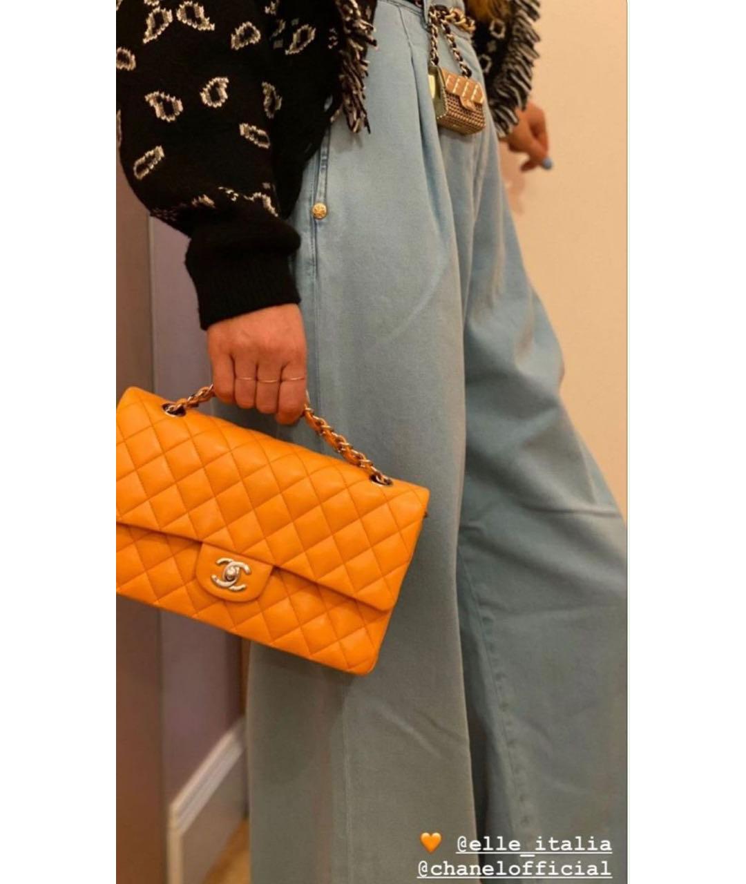 CHANEL Оранжевая кожаная сумка через плечо, фото 3