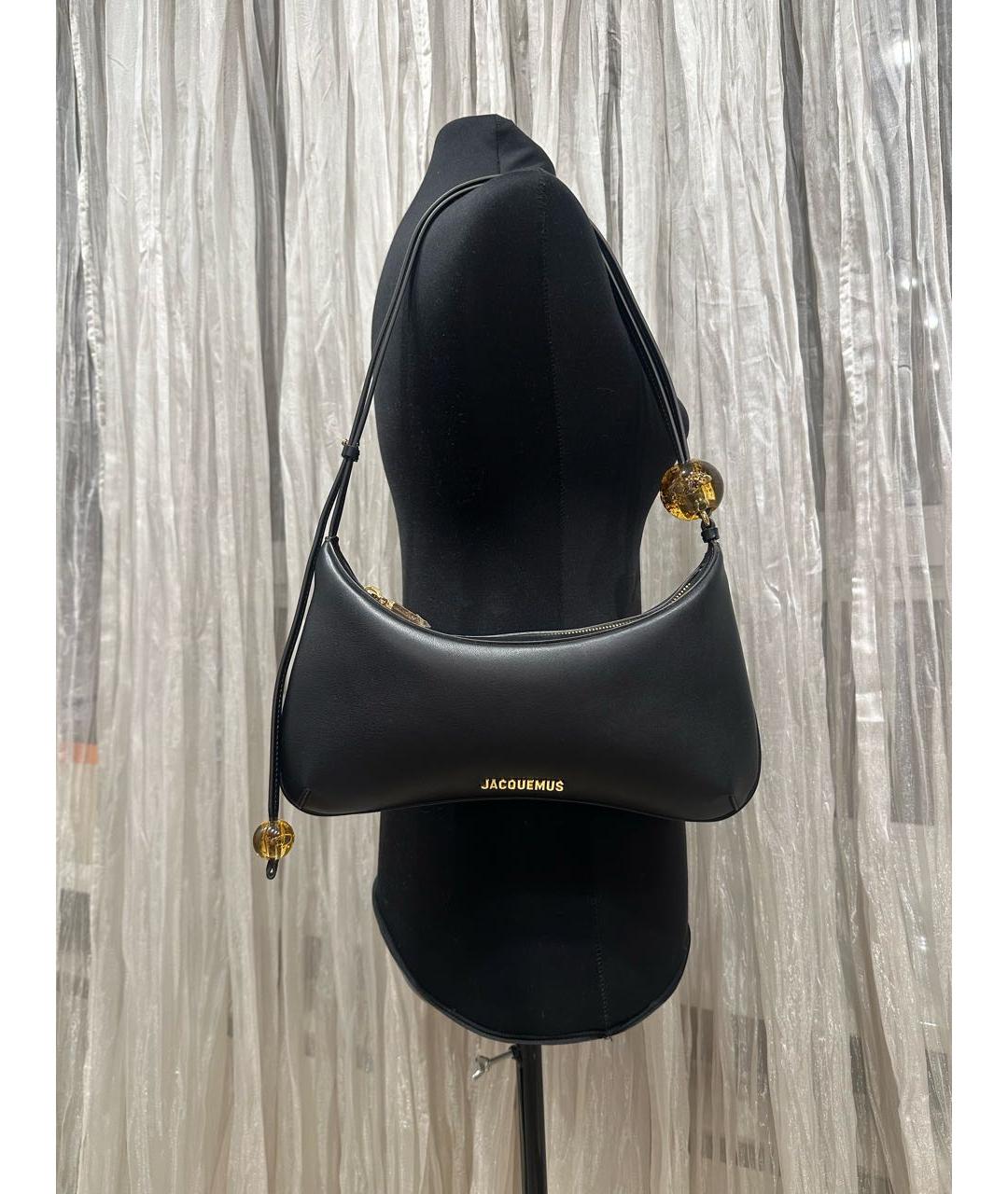 JACQUEMUS Черная кожаная сумка через плечо, фото 4
