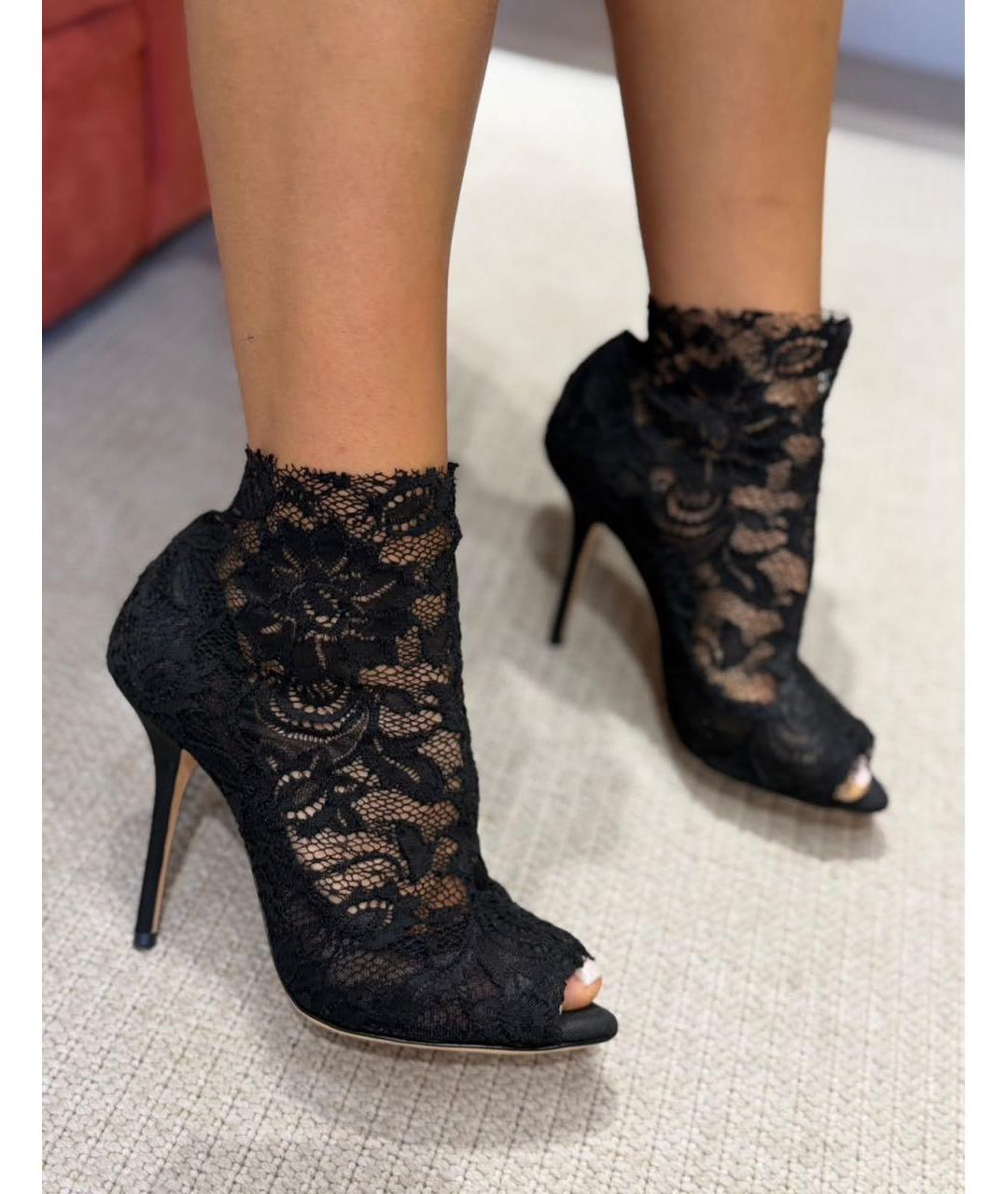 DOLCE&GABBANA Черные текстильные ботильоны, фото 2