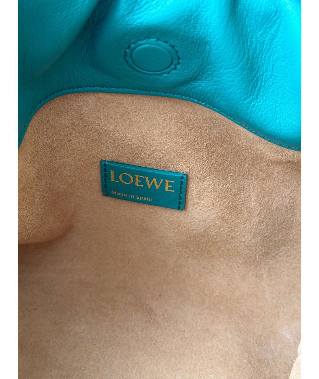 LOEWE Бирюзовая кожаная сумка с короткими ручками, фото 4