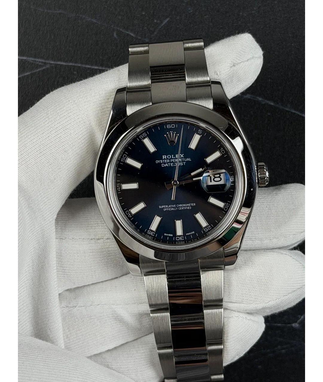 ROLEX Темно-синие металлические часы, фото 2