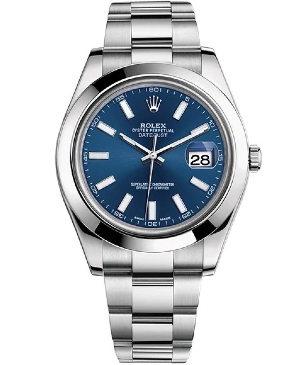 ROLEX Темно-синие металлические часы, фото 7