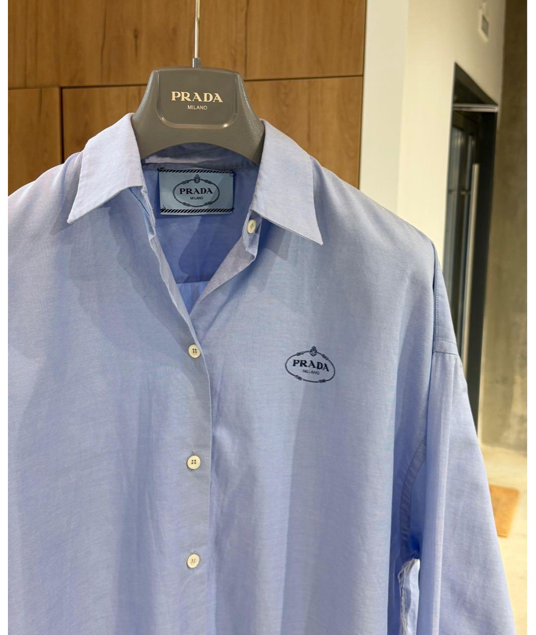 PRADA Голубое хлопковое повседневное платье, фото 3