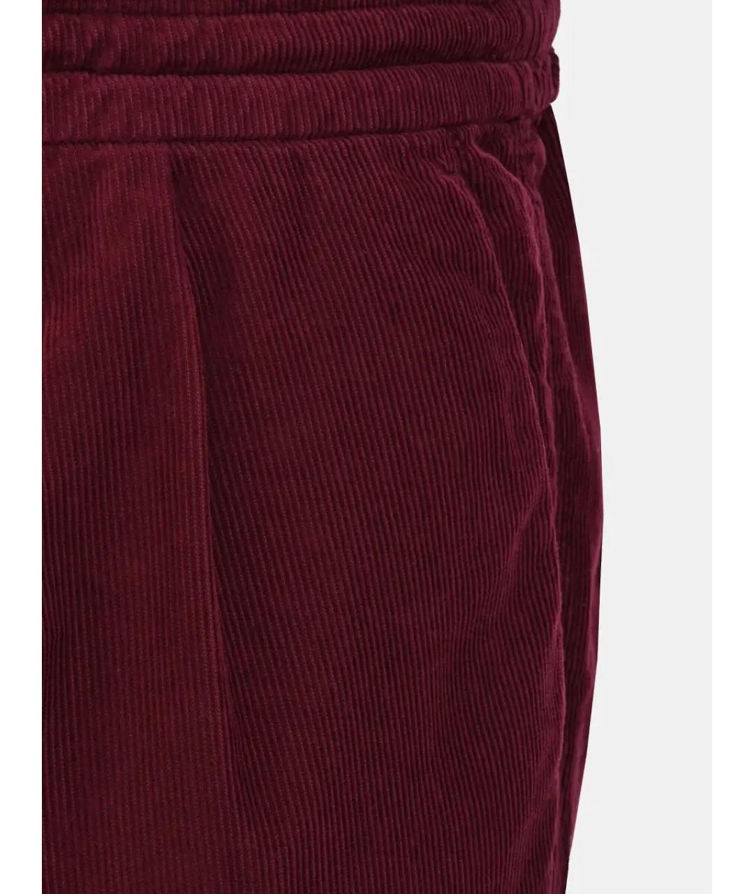 BRUNELLO CUCINELLI Бордовые хлопковые повседневные брюки, фото 4