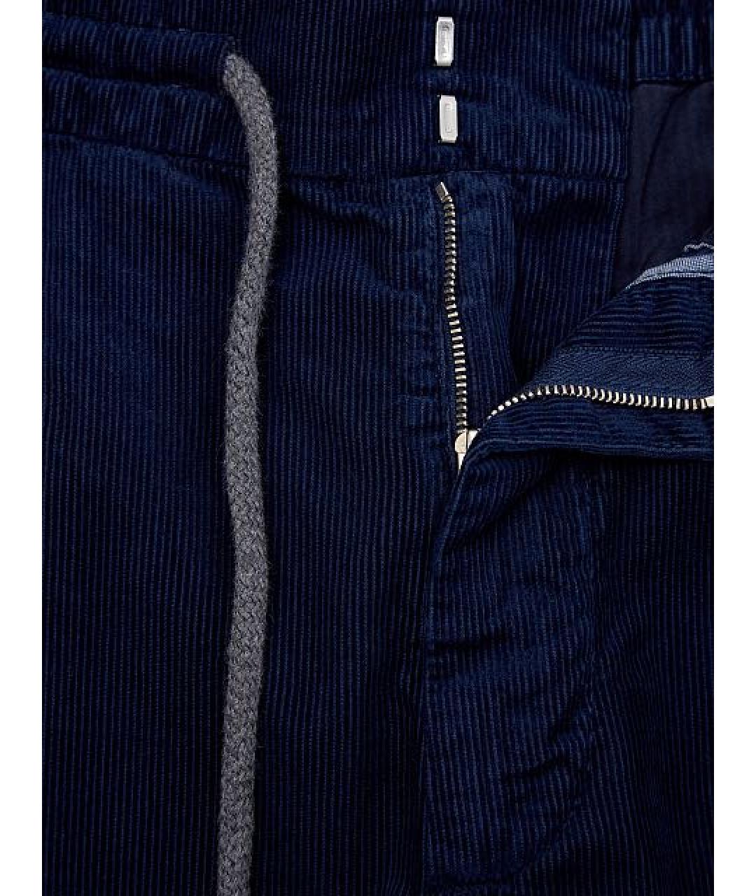 BRUNELLO CUCINELLI Темно-синие хлопковые повседневные брюки, фото 5