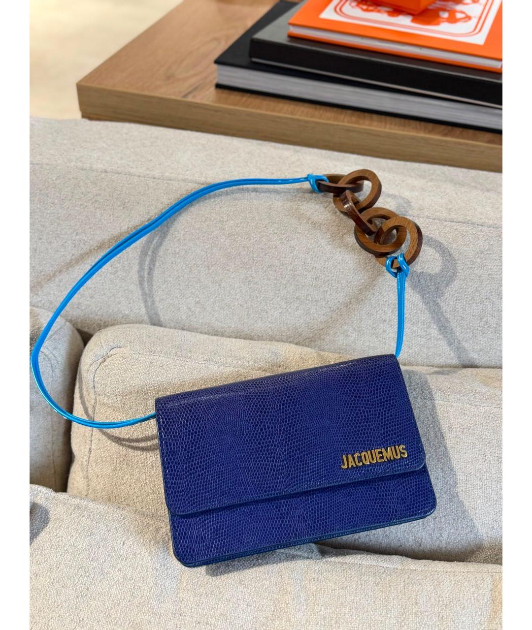 JACQUEMUS Синяя кожаная сумка через плечо, фото 4