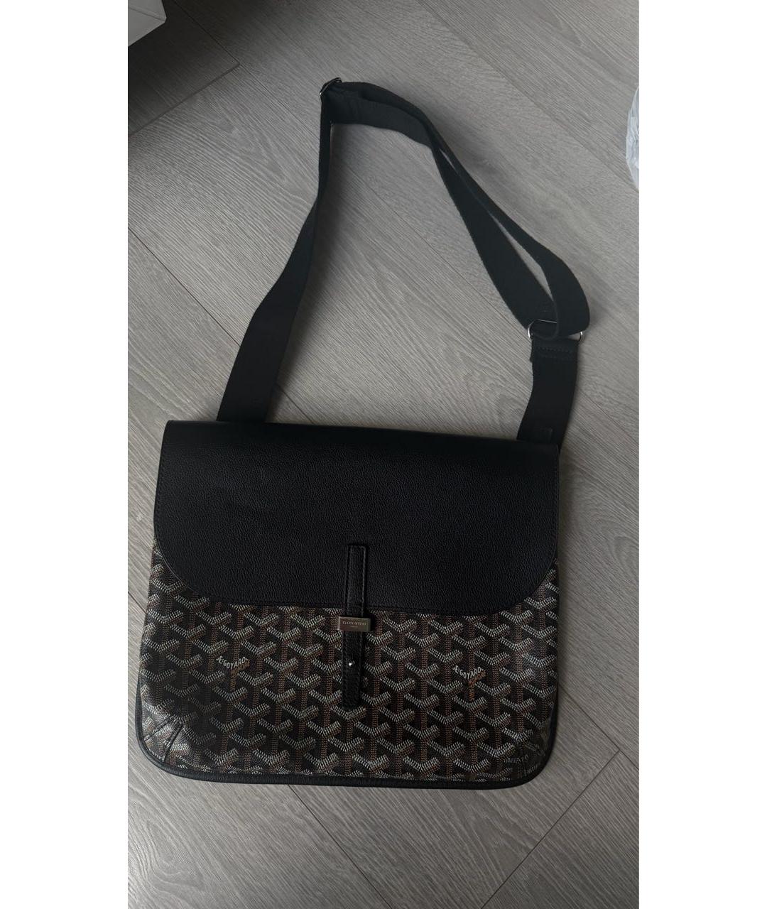 GOYARD Черная сумка на плечо из канвы, фото 6
