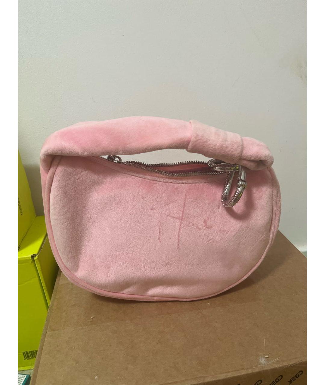 JUICY COUTURE Розовая бархатная сумка с короткими ручками, фото 3
