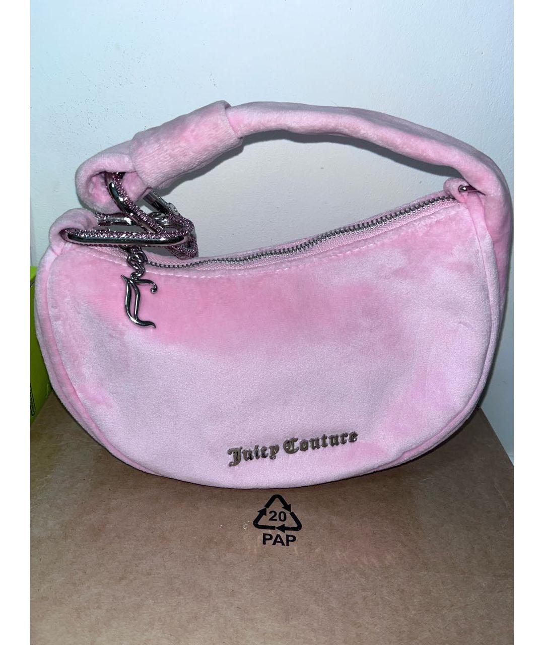 JUICY COUTURE Розовая бархатная сумка с короткими ручками, фото 9