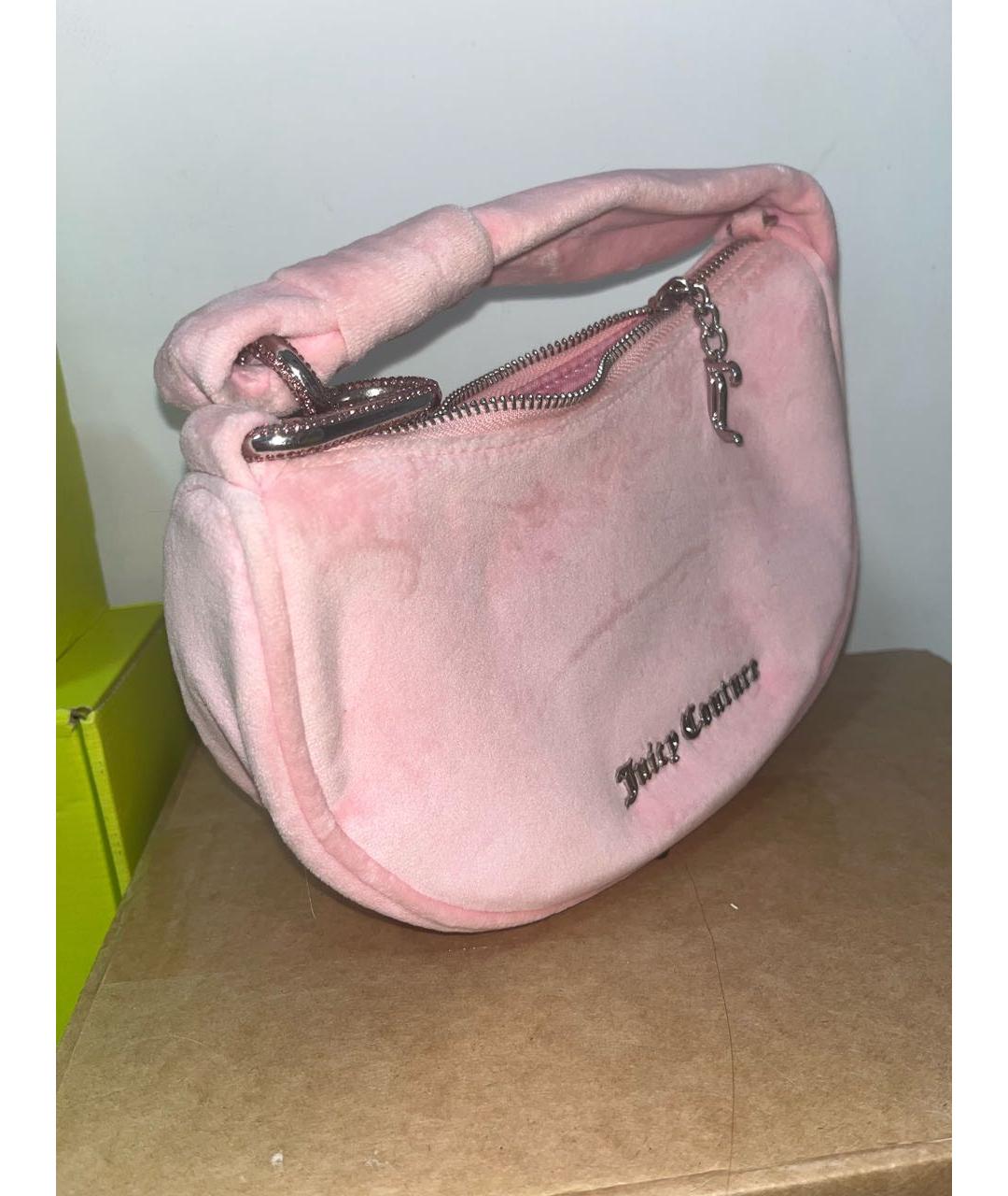 JUICY COUTURE Розовая бархатная сумка с короткими ручками, фото 2