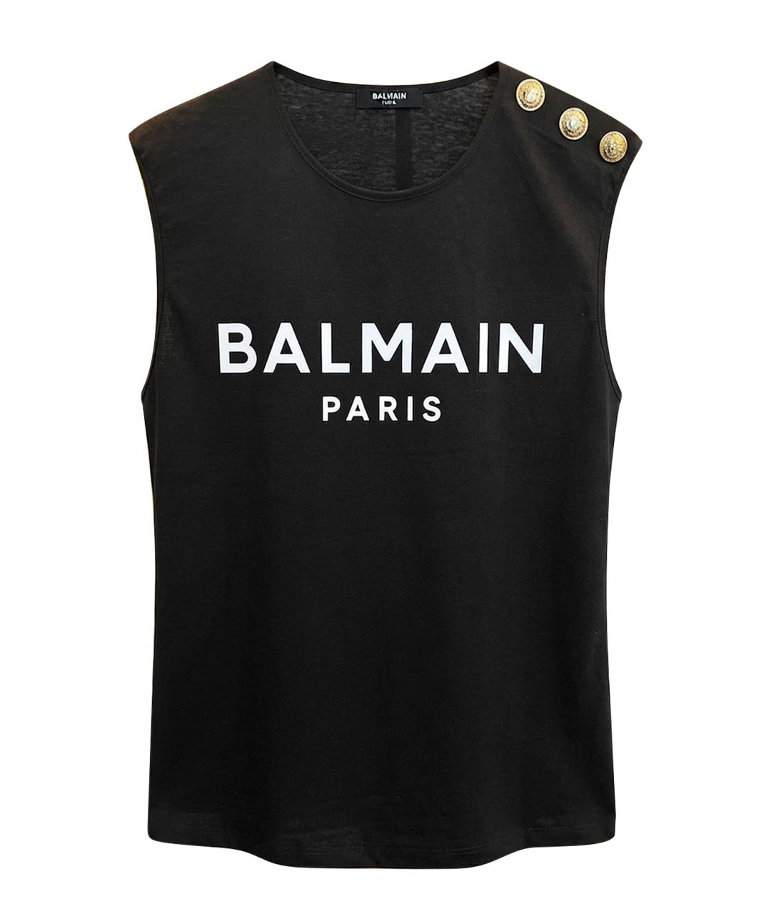 BALMAIN Черная хлопковая футболка, фото 1