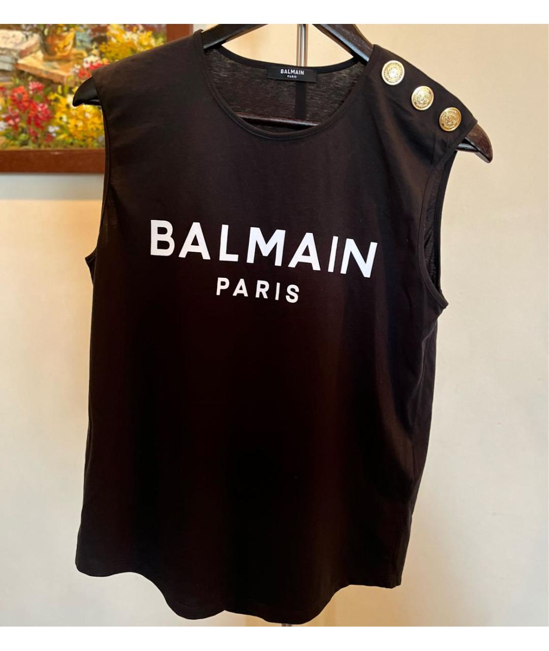 BALMAIN Черная хлопковая футболка, фото 5