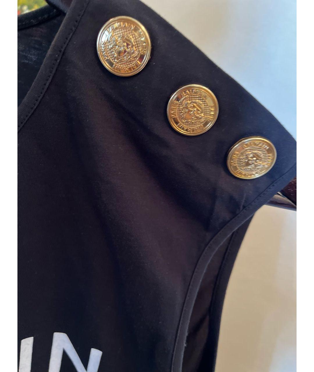 BALMAIN Черная хлопковая футболка, фото 3